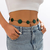 Minimalist Wooden Round Disk Wax String Waist Chain